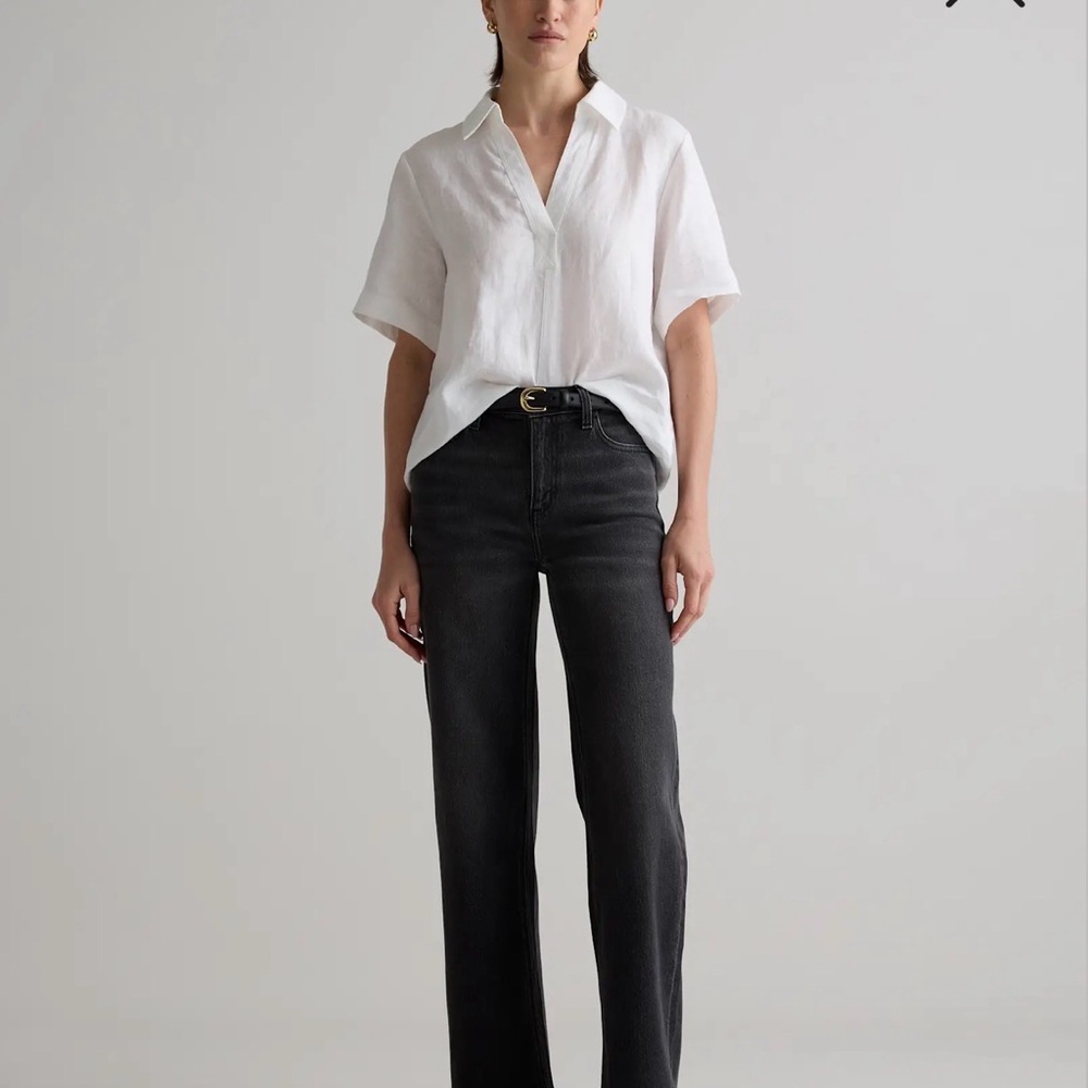 Quince Bella Stretch Relaxed Straight Jeans in Charcoal Black 26/30 - Picture 2 of 7